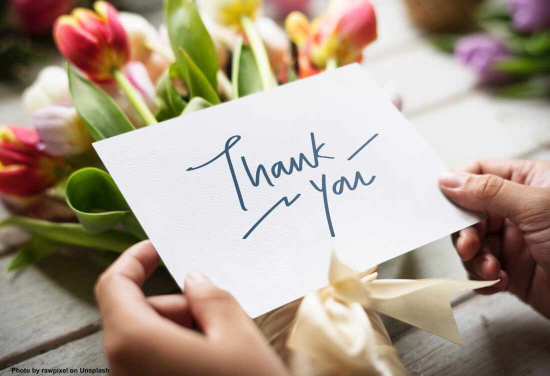 message saying thanks